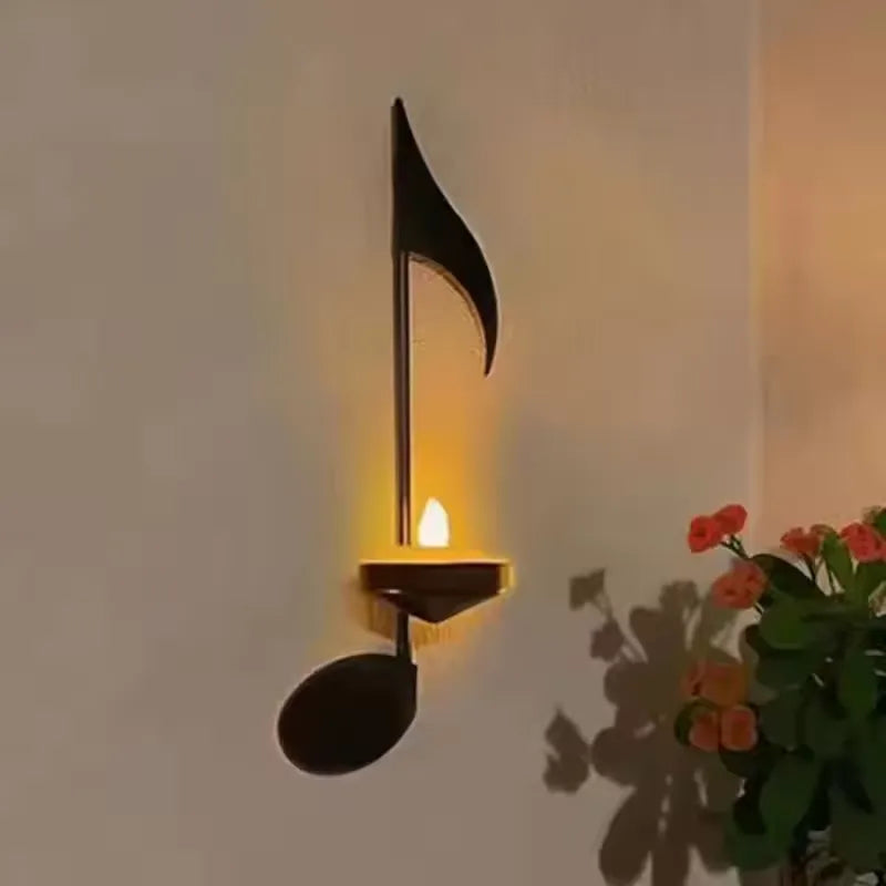 4pcs Music Note Candle Holder Wall Mount Hanging Tea Light Halloween Candle Decor For Home Office Housewarming New Year Gifts